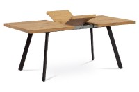 Jídelní stůl 140+40x85x76 cm, MDF deska, 3D dekor dub, kovové nohy, antracitový AT-1120 OAK